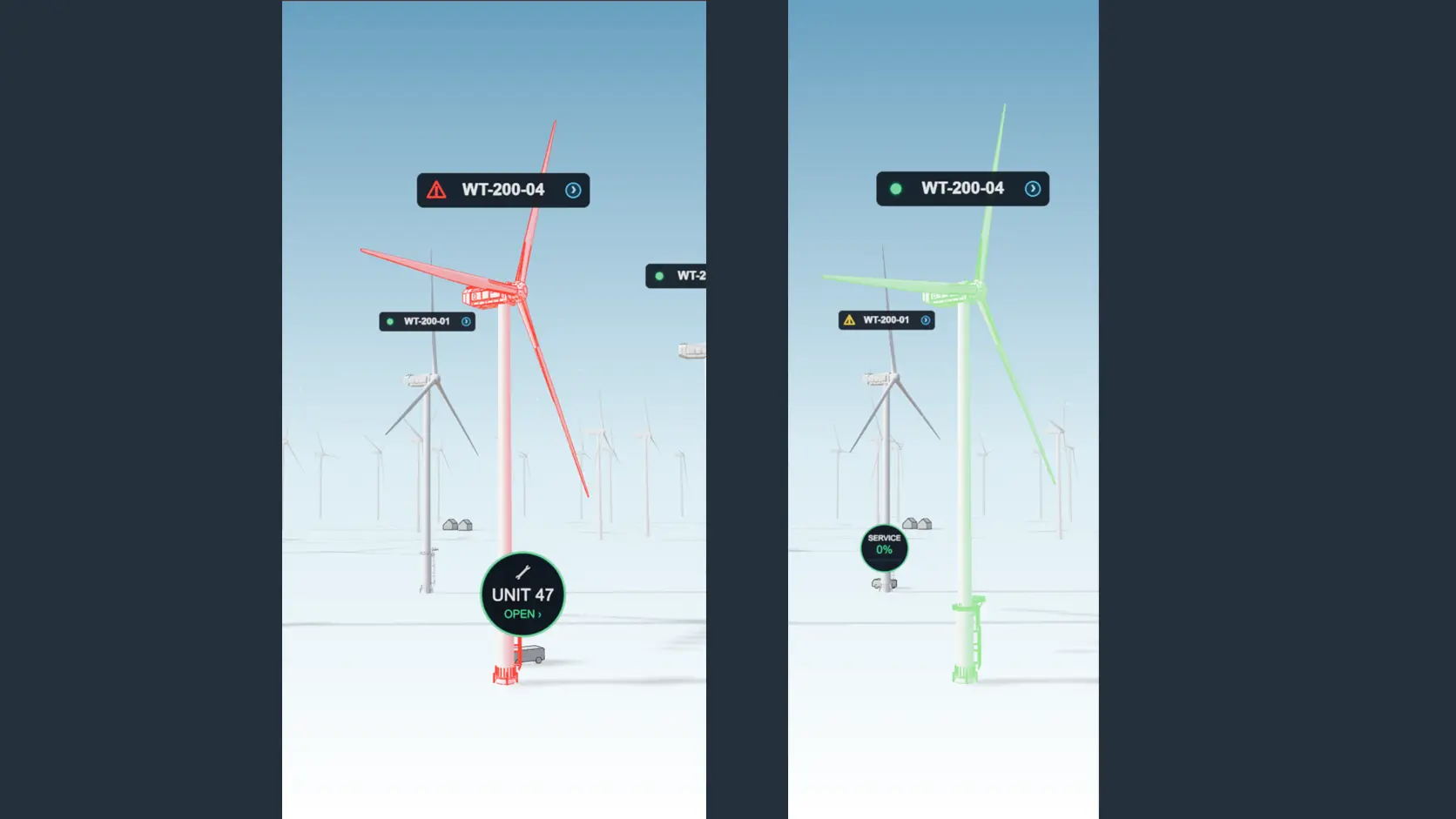 WindTwin 3D selection and interaction states