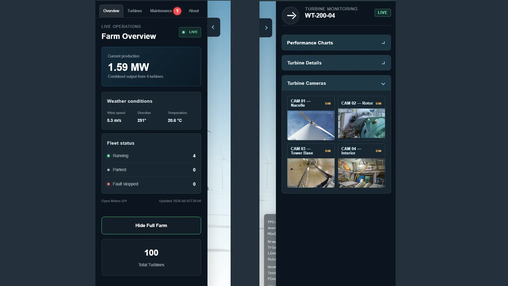 WindTwin responsive interface across desktop and mobile devices